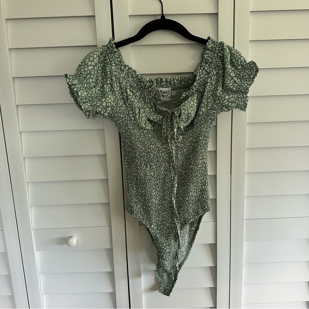 Princess Polly Green Leopard Bodysuit